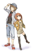 Saiai and Shiage's alternative clothes, drawn by Haimura (not included in the novels).
