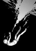 Touma sinks down to the dark depths.