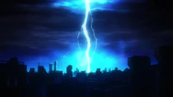 Mikoto capable of causing blackouts with lightning strikes.