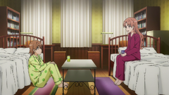 Mikoto and Kuroko talking about Indian Poker cards.