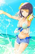 Itsuwa in a bikini drawn by Haimura Kiyotaka.