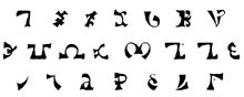 The characters of the Enochian language.