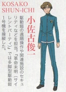 Kosako Shunichi's character profile for the Railgun S anime from the seventh BD/DVD booklet.