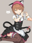 Kinuhata Saiai in a cat maid outfit, drawn by Haimura Kiyotaka.