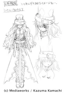 Early lineart of Sasha by Haimura Kiyotaka for Volume 4.