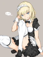 Maid Leivinia.jpg (121 KB) Leivinia in a maid outfit, drawn by Haimura Kiyotaka.