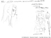 Character sketches by Haimura Kiyotaka for Volume 1.