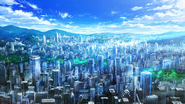 A paronamic shot of Academy City from the Toaru Majutsu no Index III opening theme Gravitation.