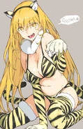 Tiger Shokuhou Misaki (Twitter).jpg (218 KB) Shokuhou Misaki in a tiger girl outfit, drawn by Haimura Kiyotaka for New Year 2022.