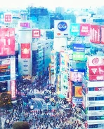 Shibuya, Tokyo, as depicted in Souyaku Toaru Majutsu no Index Volume 6