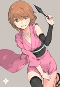 Kinuhata Saiai in a kunoichi outfit, drawn by Haimura Kiyotaka.