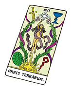 A variant of the 21st Major Arcana, the World, as seen on the rear cover of Shinyaku Toaru Majutsu no Index Light Novel Volume 21