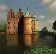Egeskov Castle and the lake.