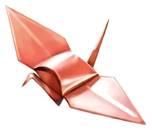 Tsuchimikado's red origami, as depicted in the novel
