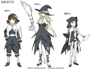 Character design and sketches by Haimura Kiyotaka for Toaru Majutsu no Index Movie: Miracle of Endymion. Marie is in the middle. Take note on how St. George's Cross is near the edge of her skirt's hemline instead being put on her white cape as seen in the movie and manga.