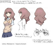 Concept art of Misaki by Haimura Kiyotaka before her design was finalized. This would later be reused for Ayu's design.