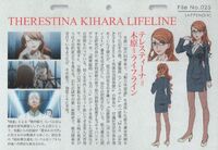 Therestina Kihara Lifeline's character profile for the Railgun S anime from the eighth BD/DVD Booklet.
