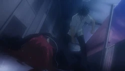Touma's first victory over magic with a punch to the face.