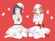 Wannai Kinuho and Awatsuki Maaya in holiday outfits by Haimura Kiyotaka.