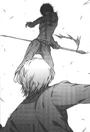 William Orwell lunges towards Knight Leader wielding Ascalon's "eighth" weapon.