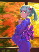 Index in a New Year's kimono by Haimura Kiyotaka.