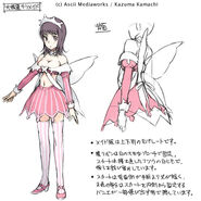 Design of the Great Elemental Spirit/peep-maid costume by Kiyotaka Haimura for Volume 17.