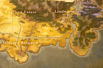 Location of Midgar's former capital, Alexandria, east of 