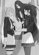 Alexia and Claire talk while Aurora watches