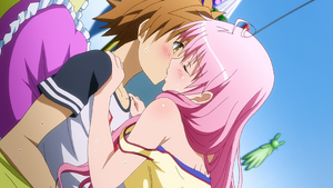 16 - The kissing scene of Rito and Lala from To LOVE-Ru Darkness episode 7. However, it only happened in Momo's imagination.