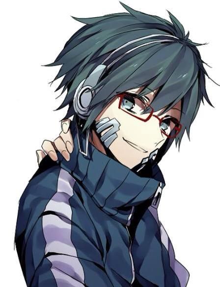 anime boy with headphones and hoodie