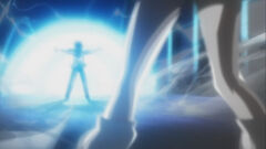 Mikoto using her railgun against Touma