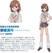 Diseño de Mikoto en el anime Toaru Majutsu no Index