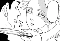 Inupi threatens Hakkai (manga)