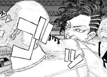 Koko punches Benkei (manga)