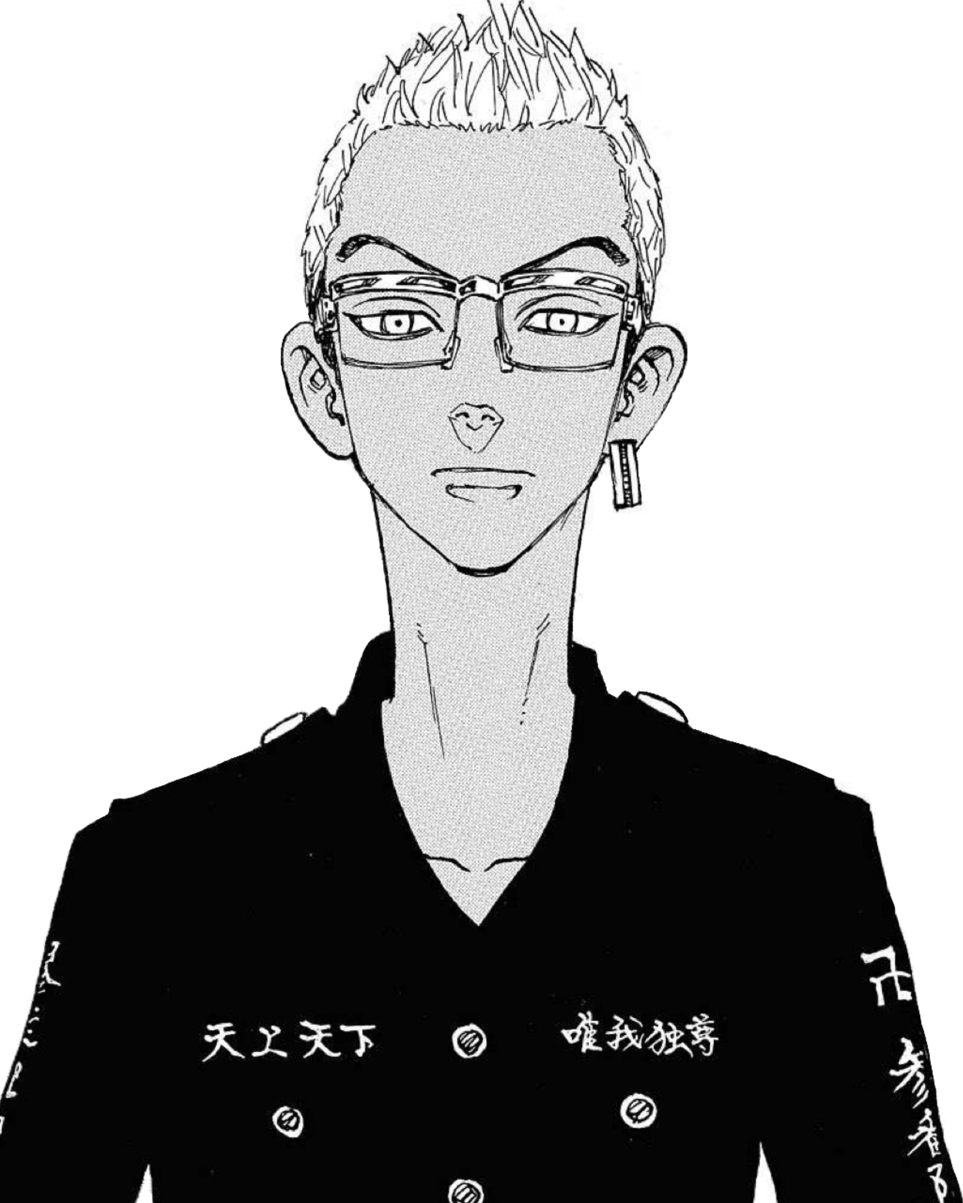 Manga panel, black and white, undercut, hair back, blonde