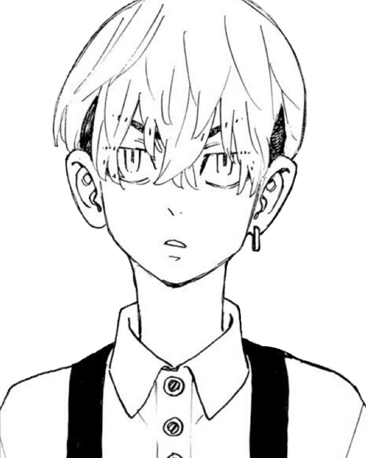 Manga panel, black and white, undercut, hair back, blonde