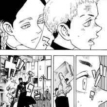 Ran hits Mitsuya over the head (manga)