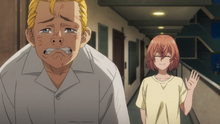 Takemichi cries after visiting Hina (anime)
