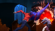 Touka defending from Shuu's attack