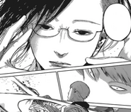 Uta imitates the facial features of Kishou Arima, while leaving his overall appearance and hairstyle unaltered.