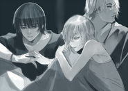 "Her womb smelled like it was burnt." Illustration from Ishida's Tumblr for the birthdays of Touka, Ayato and Yomo, 2016