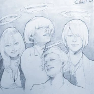 Ishida's illustration from twitter.jpg (106 KB) The four members of the band Queen Bee.