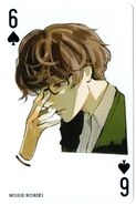 Nishiki Nishio as the "Six of Spades" in the Tokyo Ghoul Trump deck.