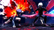 Скриншот из «Tokyo Ghoul:re 【CALL to EXIST】» — Кен Канеки, Тоука Киришима и Нишики Нишио