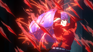 Tsukiyama defending against Touka's ranged attack.