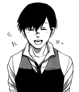 Kaneki puts on a fake smile for the customers.