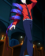 Tsukiyama shapes his kagune into a spiraling ribbon.