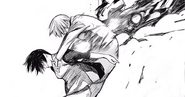 Touka releases her kagune through Tooru Mutsuki