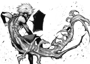 Kaneki's incomplete kakuja - one centipede tail.