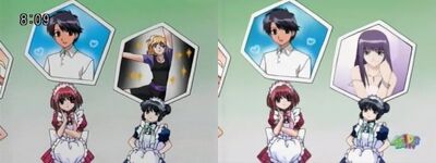 In Tokyo Mew Mew (left), Minto thinks of a dancer she admires, but Corina in Mew Mew Power (right) thinks of Renée.